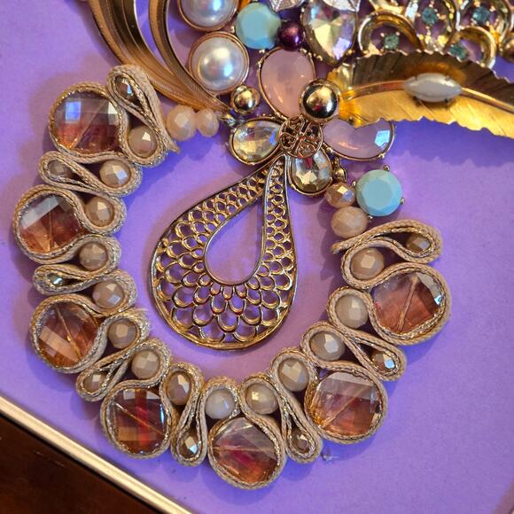 Hand Crafted Framed Jewelry Art 10.25"W x 12.25"H - Picture 6 of 6